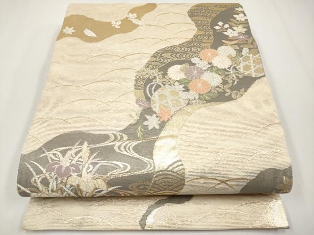 平和屋着物＊夏物　六通柄袋帯　道長花籠文　金銀糸　正絹　逸品　CABG3522tx