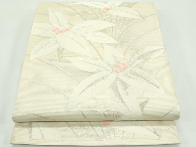 平和屋着物＊夏物　六通柄袋帯　草花文　金銀糸　正絹　逸品　CABG7461rv