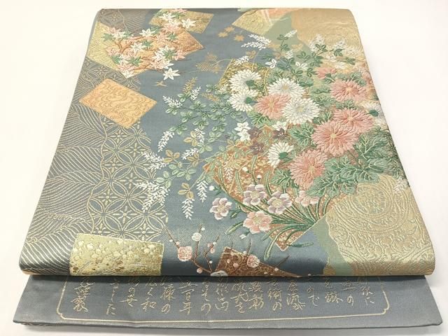 平和屋着物●六通柄袋帯　唐織　名品　琳派　金糸　正絹　逸品　未使用　CABG7926vp