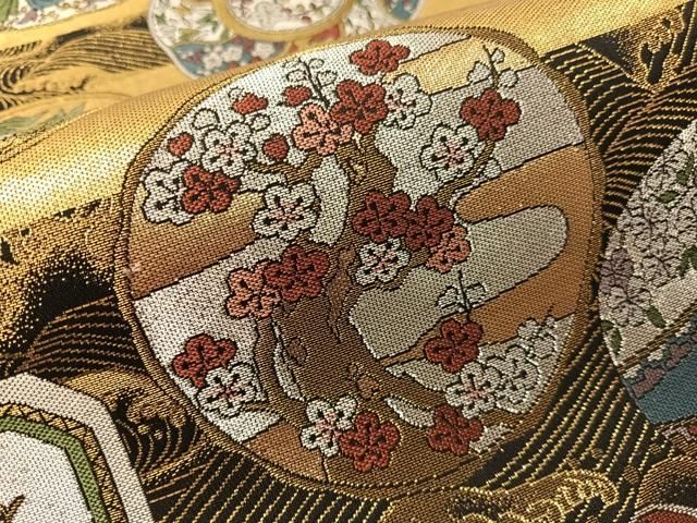 平和屋着物○西陣 六通柄袋帯 粋ごの美 黒地 金銀糸 正絹 逸品 未使用