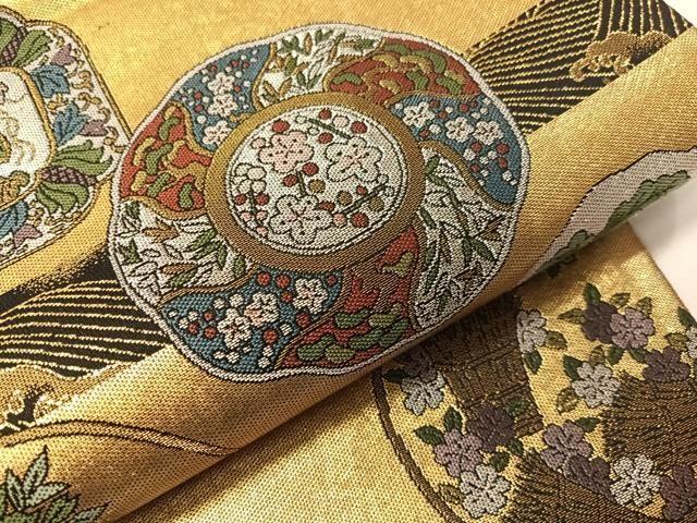 平和屋着物○西陣 六通柄袋帯 粋ごの美 黒地 金銀糸 正絹 逸品 未使用