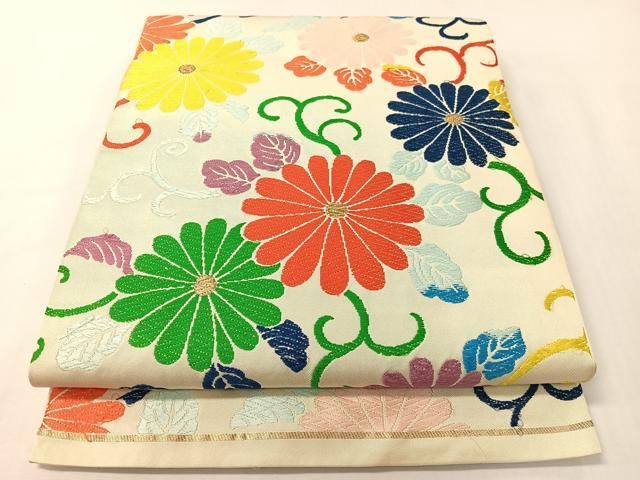 平和屋着物●全通柄　本袋帯　唐織　菊唐草文　金糸　正絹　逸品　CABG7949vp 21,164円