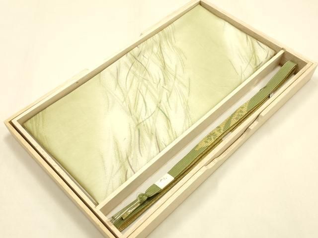 平和屋本店●和装小物　帯締め・帯揚げセット　高麗組 綾出し　金糸　暈し染め　正絹　逸品　未使用　AABI6800ay