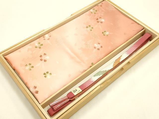 平和屋本店●和装小物　帯締め・帯揚げセット　高麗組 綾出し　舞花文　金銀糸　暈し染め　正絹　逸品　未使用　AABI8641ay