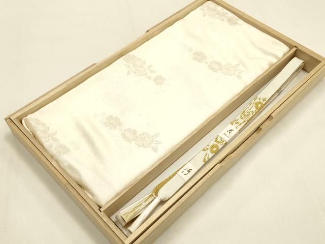 平和屋本店●和装小物　帯締め・帯揚げセット　礼装用　高麗組 綾出し　金糸　正絹　逸品　未使用　AABI8646ay