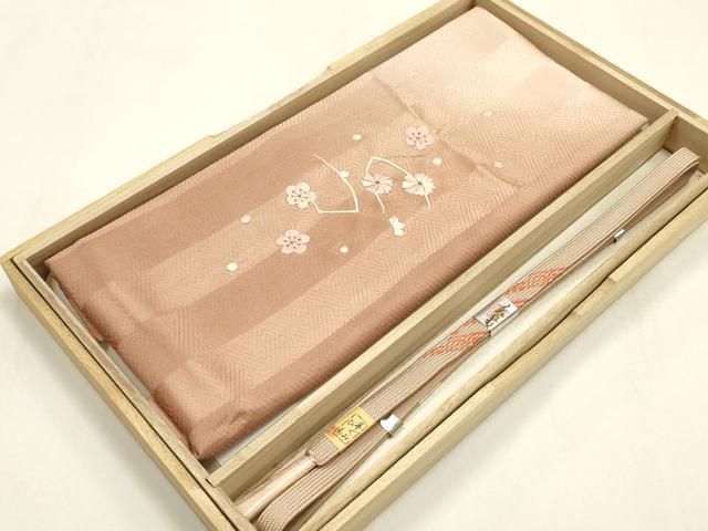 平和屋本店●和装小物　帯締め・帯揚げセット　高麗組 綾出し　刺繍　金糸　暈し染め　正絹　逸品　未使用　AABI8647ay