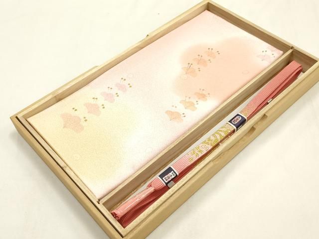 平和屋本店●和装小物　帯締め・帯揚げセット　高麗組 綾出し　暈し　金糸　金彩　正絹　逸品　未使用　AABI8650ay
