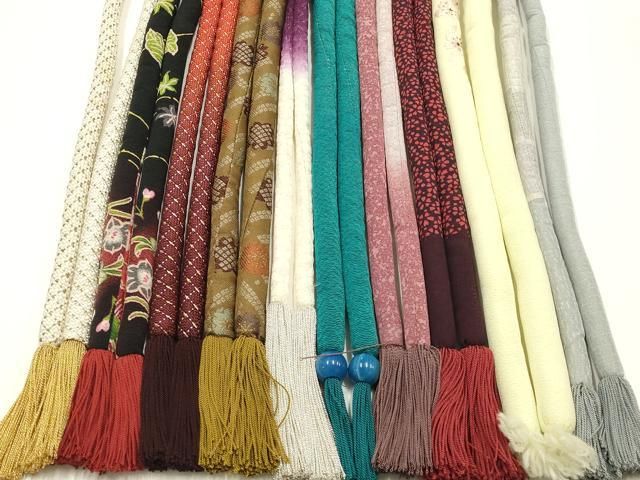 平和屋着物●和装小物　上質な帯締め10本セット　丸ぐけ　刺繍　金銀糸　銀通し地　暈し染め　飾り玉　撚り房　逸品　AABI8657ay
