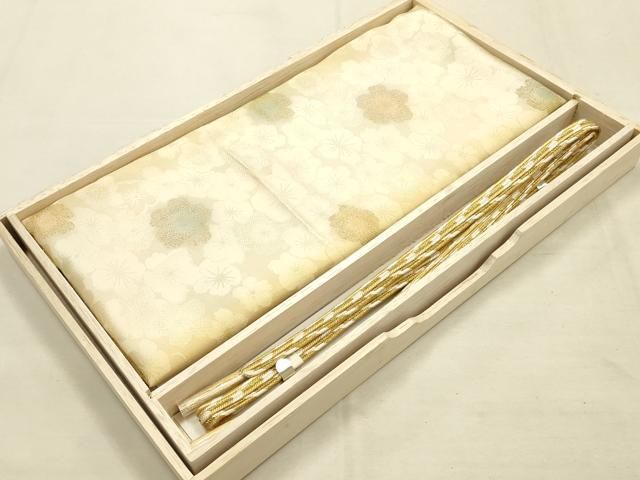 平和屋本店●和装小物　帯締め・帯揚げセット　畝組　舞花文　地紋起こし　金糸　暈し染め　正絹　逸品　未使用　AABI8669ay 7,280円