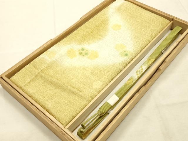 平和屋本店●和装小物　帯締め・帯揚げセット　高麗組 綾出し　舞花文　金糸　暈し染め　正絹　逸品　未使用　AABI8681ay