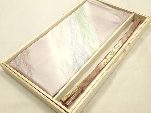 平和屋本店●和装小物　帯締め・帯揚げセット　高麗組 綾出し　金糸　暈し染め　正絹　逸品　未使用　AABI8684ay