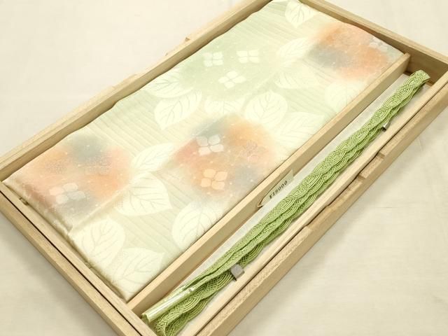 平和屋本店＊夏物　和装小物　帯締め・帯揚げセット　レース組　絽　紫陽花　金糸　暈し染め　逸品　未使用　AABI8692ay