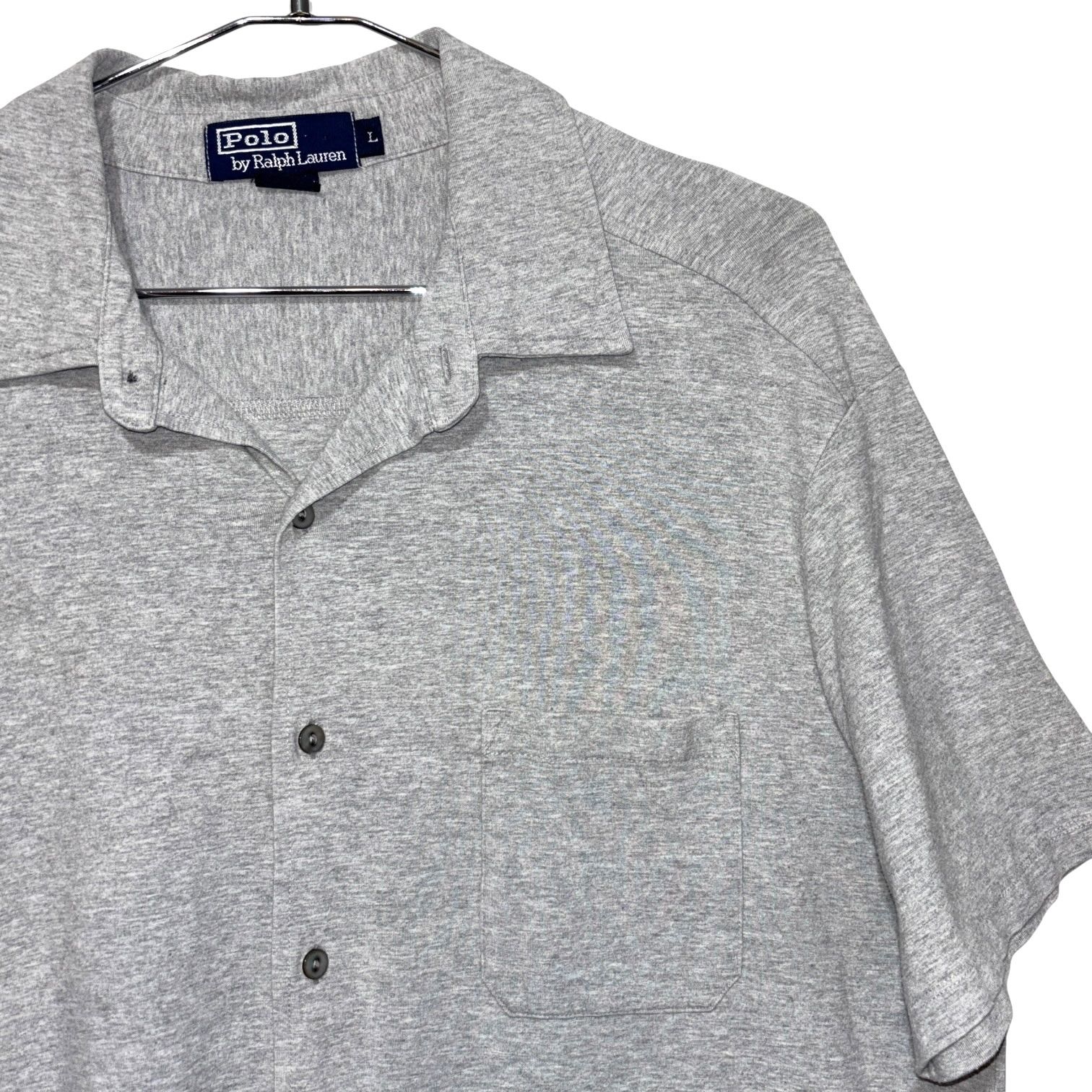 90s 00s POLO Ralph Lauren RAYON × COTTON S/S SHIRT L GRAY ラルフ 