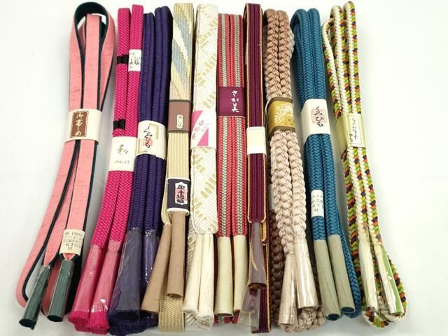 平和屋着物●和装小物　帯締め10本セット　高麗組　冠組　唐組　紬地　銀座くのや　逸品　未使用　CABF7544ju