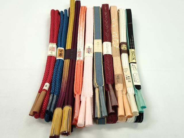 平和屋着物●和装小物　帯締め10本セット　高麗組　冠組　久留米絣　丸組　さが美扱い　金糸　逸品　未使用　CABF7549ju