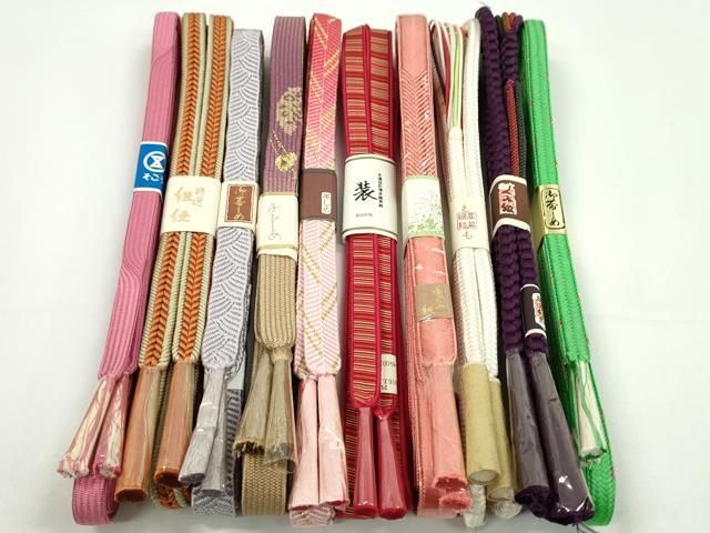 平和屋着物●和装小物　帯締め10本セット　高麗組　笹浪組　本場筑前博多織　大和組　さんび謹製　金糸　逸品　未使用　CABF7567ju