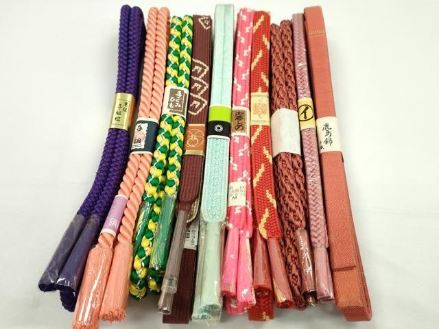平和屋着物●和装小物　帯締め10本セット　高麗組　鹿島錦　丸組　金銀糸　逸品　未使用　CABF7570ju