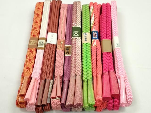 平和屋着物●和装小物　帯締め10本セット　冠組　丸組　高島屋扱い　金糸　逸品　未使用　CABF7573ju