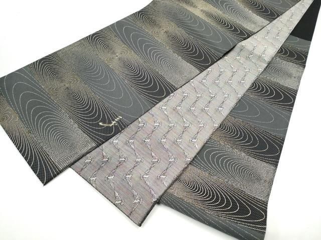 平和屋着物●染色作家　斉藤三才　両面　六通柄袋帯　流水文　三才鳥　金銀糸　正絹　逸品　CABG8862hy