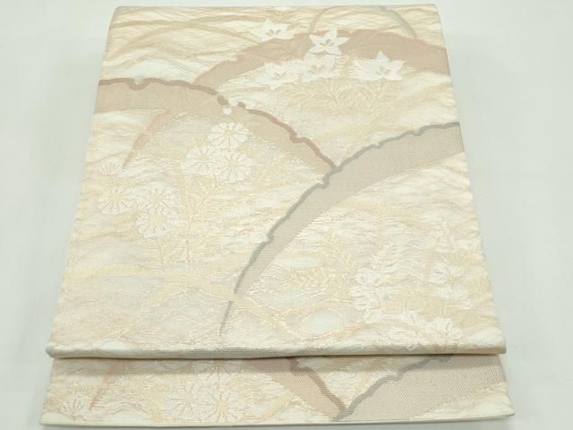 平和屋着物＊夏物　六通柄袋帯　雪芝秋草文　金糸　正絹　逸品　CABG7252rv