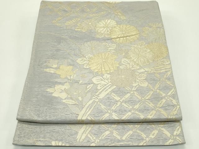 平和屋着物＊夏物　六通柄袋帯　玉すだれ　籬秋草文　金糸　正絹　逸品　CABG7253rv