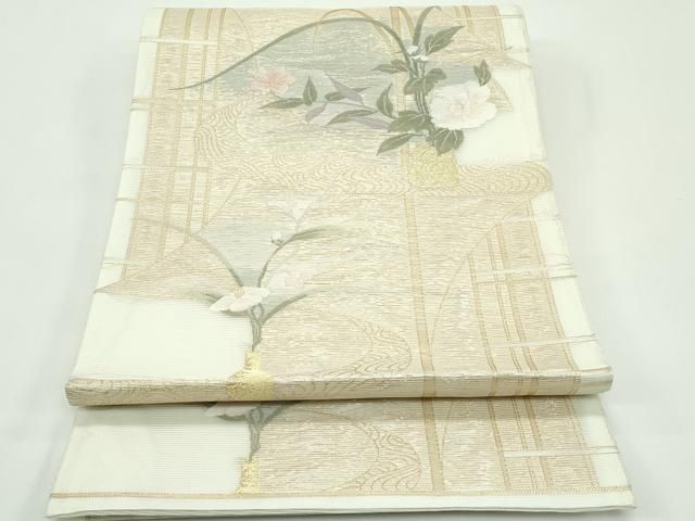 平和屋着物＊夏物　六通柄袋帯　打水の涼　金糸　正絹　逸品　CABG7259rv