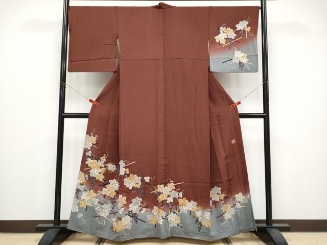 平和屋着物○ファッションデザイナー 花井幸子 訪問着 刺繍 リス 葡萄