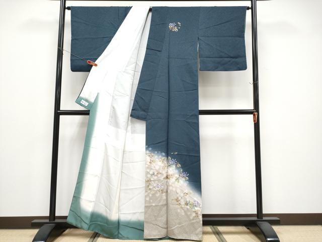 平和屋着物○和紙染染色作家・植村彩弘 訪問着 枝花文 暈し染め 金彩