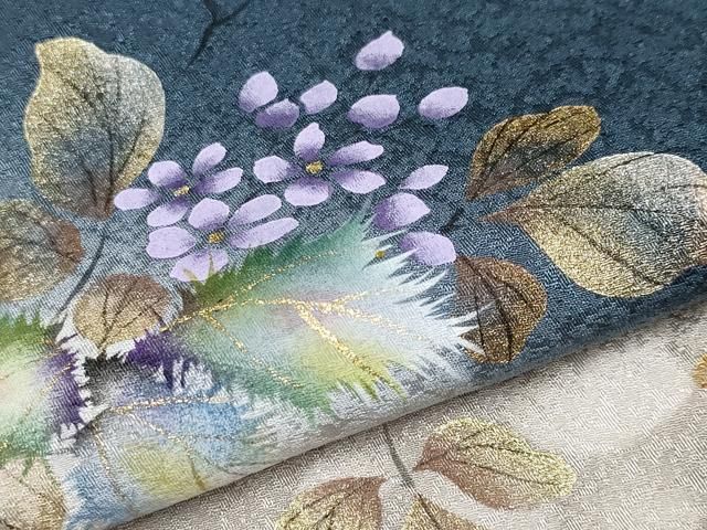 平和屋着物○和紙染染色作家・植村彩弘 訪問着 枝花文 暈し染め 金彩