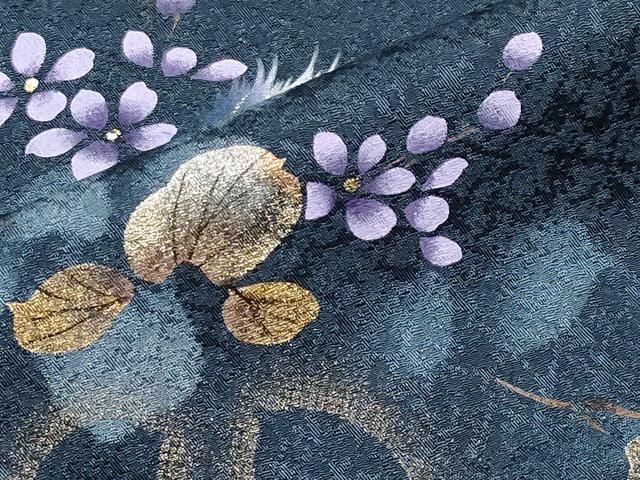 m410＋D459訪問着　和紙染染色作家　植村彩弘　手描き　正絹着物　袷　未使用 平和屋着物○和紙染染色作家・植村彩弘 訪問着 枝花文 暈し染め 金彩