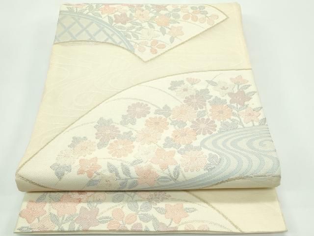 平和屋着物＊夏物　六通柄袋帯　地紙秋草文　金糸　正絹　逸品　CABG7273rv