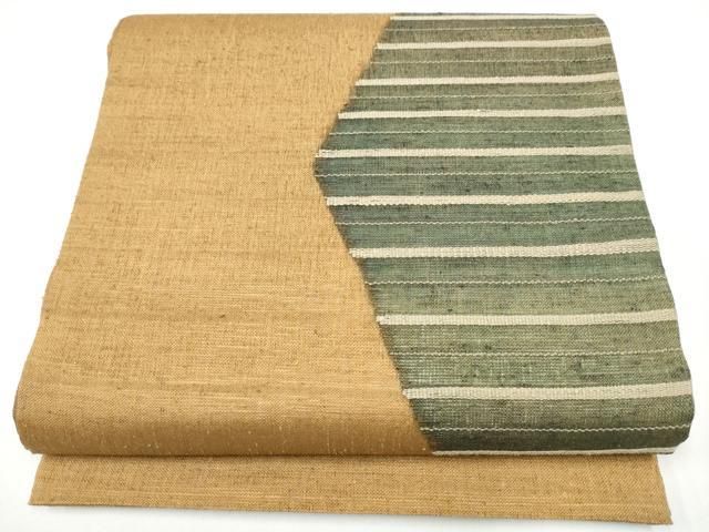 平和屋着物▽太鼓柄袋帯　スリーシーズン　春夏秋　紬地　横段文　正絹　逸品　CABG6297hy