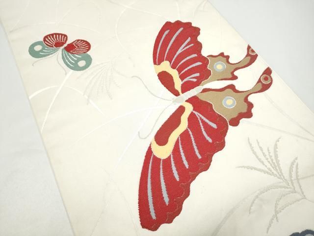 平和屋着物●世界的人形師　辻村寿三郎　ジュサブロー　六通柄袋帯　流水文　正絹　逸品　CABJ0629vp 平和屋着物○世界的人形師 辻村寿三郎 ジュサブロー 六通柄袋帯 舞蝶文