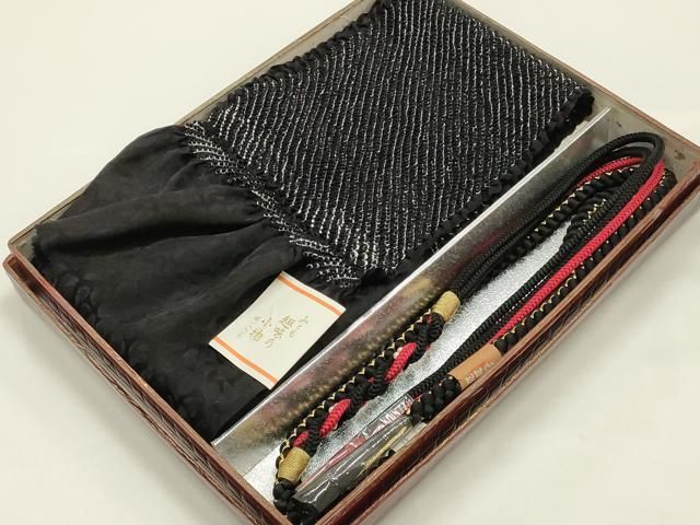 平和屋着物●和装小物　帯締め・帯揚げセット　振袖用　パール　絞り　中抜き　金糸　正絹　逸品　未使用　AABI2374ay