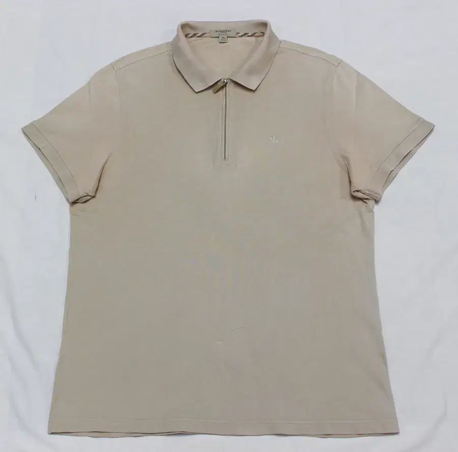 バーバリー メンズ XL スリムフィット ハーフジップ 半袖 Tシャツ クリーン/P01