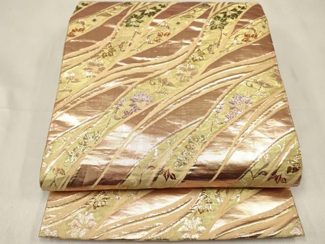 平和屋着物[]女の子　子供　全通柄袋帯　流水花文　金糸　逸品　DABE7020ma