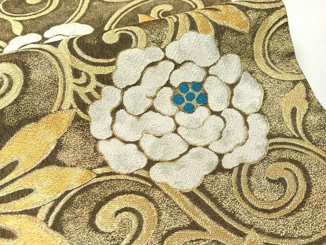 平和屋着物○ファッションデザイナー 花井幸子 両面 六通柄袋帯 花唐草