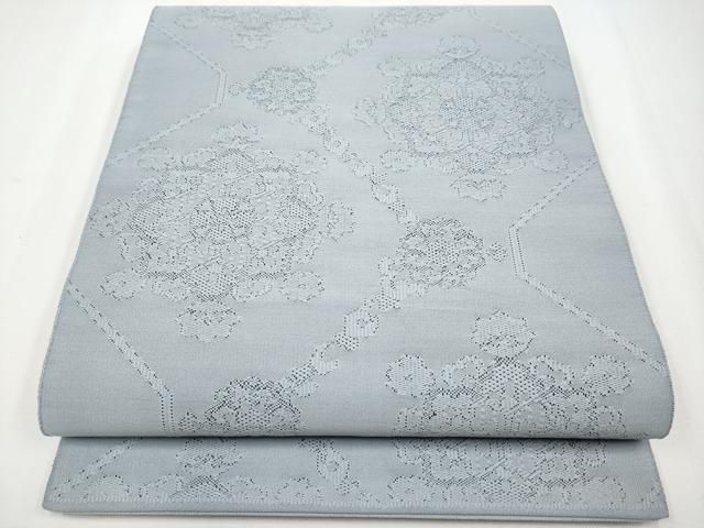 平和屋着物●爪掻き本綴れ　全通柄袋帯　正倉院花文　霞色　正絹　逸品　CABF2784tx