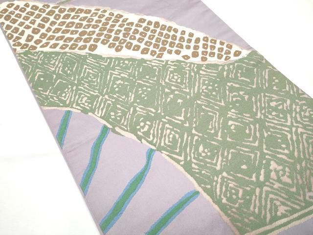 平和屋着物○世界的人形師 辻村寿三郎 ジュサブロー 六通柄袋帯 扇面