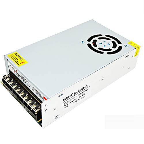 LETOUR スイッチング電源 直流安定化電源 AC DC 電源変換5V 40A 200W 110V-220V 電圧変換器 過負荷 電圧遮断 安全保護回路 放熱ファン付き AC DCコンバーター 電源装置LEDライト/発光ログ/通信装置/家電 4478b3b5