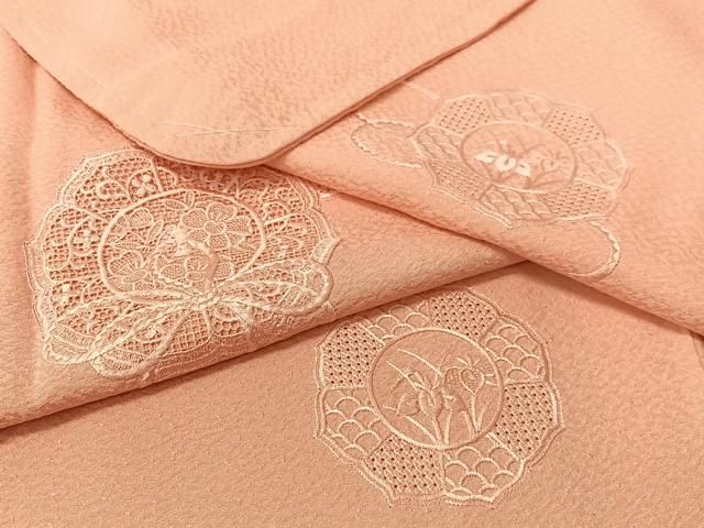 平和屋着物▽中国三大刺繍 スワトウ刺繍 総刺繍 無地絵羽訪問着 鏡裏花