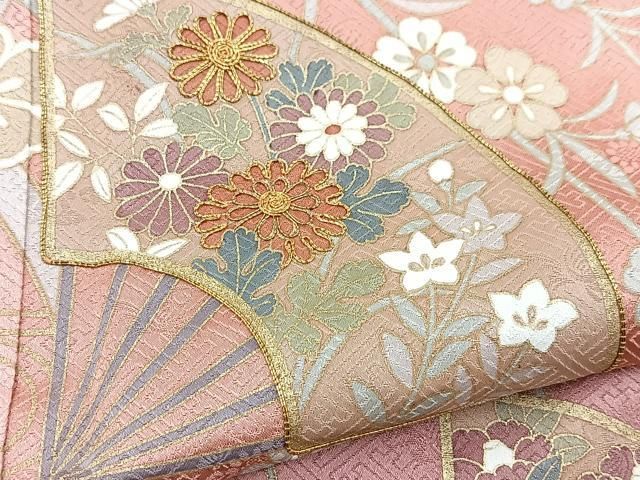 平和屋着物□訪問着 駒刺繍 扇面花文 暈し染め 金彩 正絹 逸品