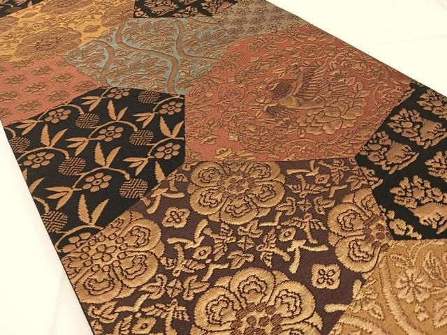 平和屋着物◎全通柄袋帯 よろけ縞 金糸 正絹 逸品 未使用 AAAK7681wt