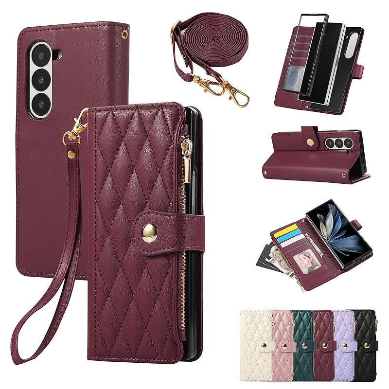 【新品】 Yuotky for Galaxy Z Fold7 ケース 手帳型 ギャラクシーZ Fold7 ケース ショルダー SC-56F / SCG34 スマホケース ひし形柄 ギャラクシー Z フォールド7 カバー 人気 女性 ぎゃらくしー z fold