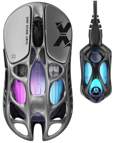 【新品】【8000Hzドングル同梱】GravaStar Mercury X Pro ゲーミング マウス 無線 ワイヤレス 49gの超軽量 8Kポーリングレート PAW3950センサー 32000DPI 高速無線 0.125ms低遅延 高感度 610682a9