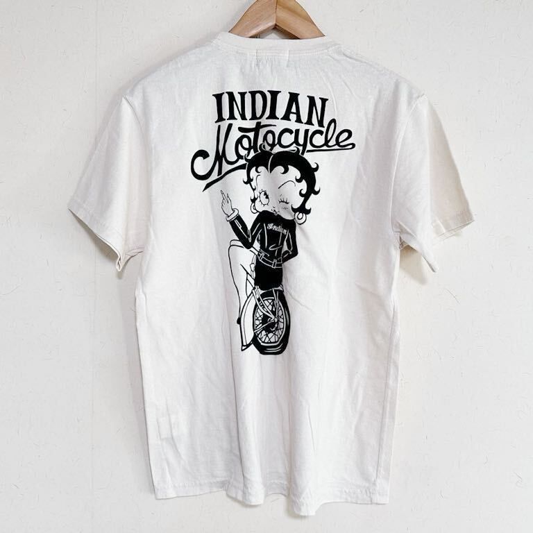 未使用 indian motocycle インディアン モーター サイクル モト betty boop ベティー プリント 半袖 Tシャツ BBI-918 Mサイズ ナチュラル ②