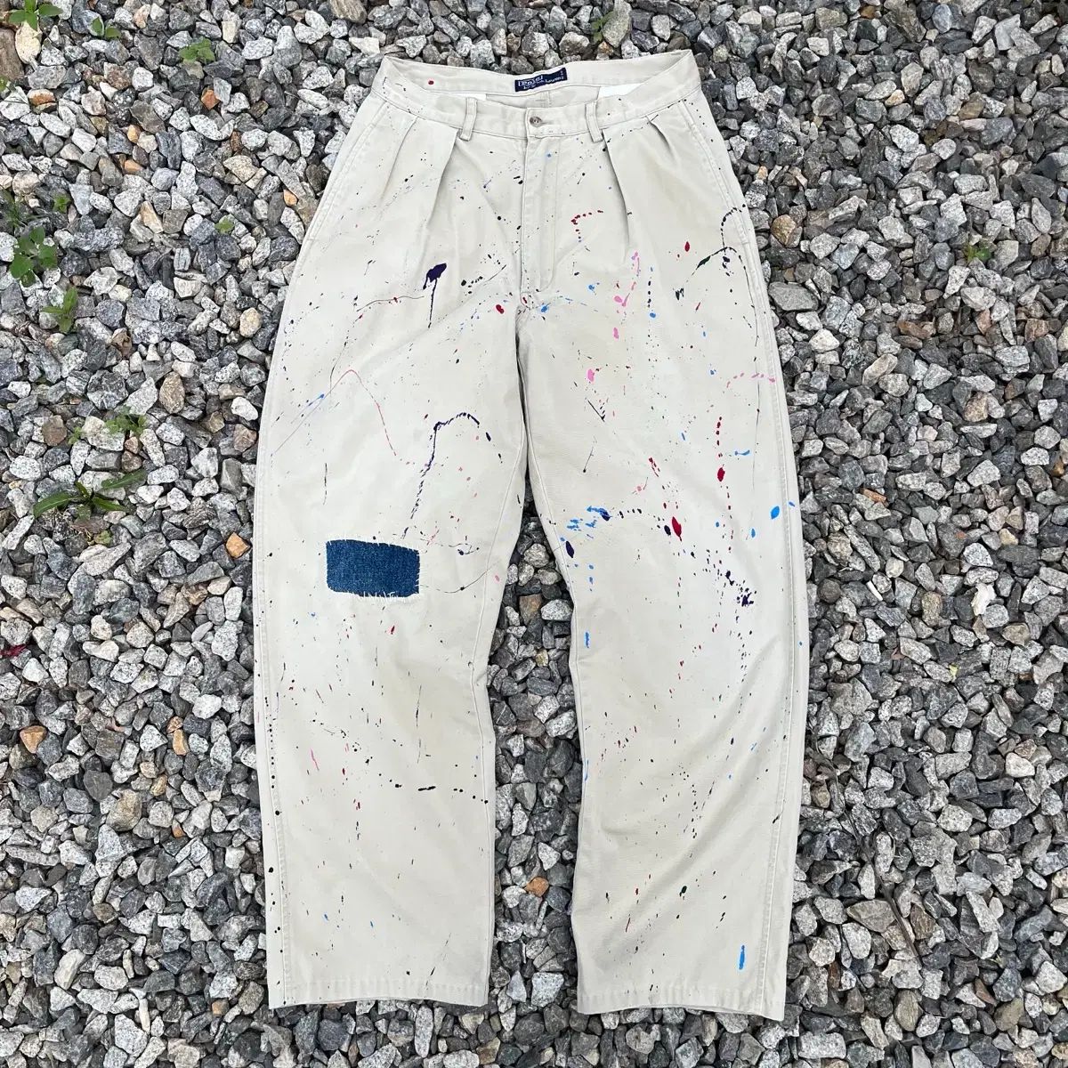 ポロラルフローレン ペインティング 刺繍 パンツ (実寸確認)