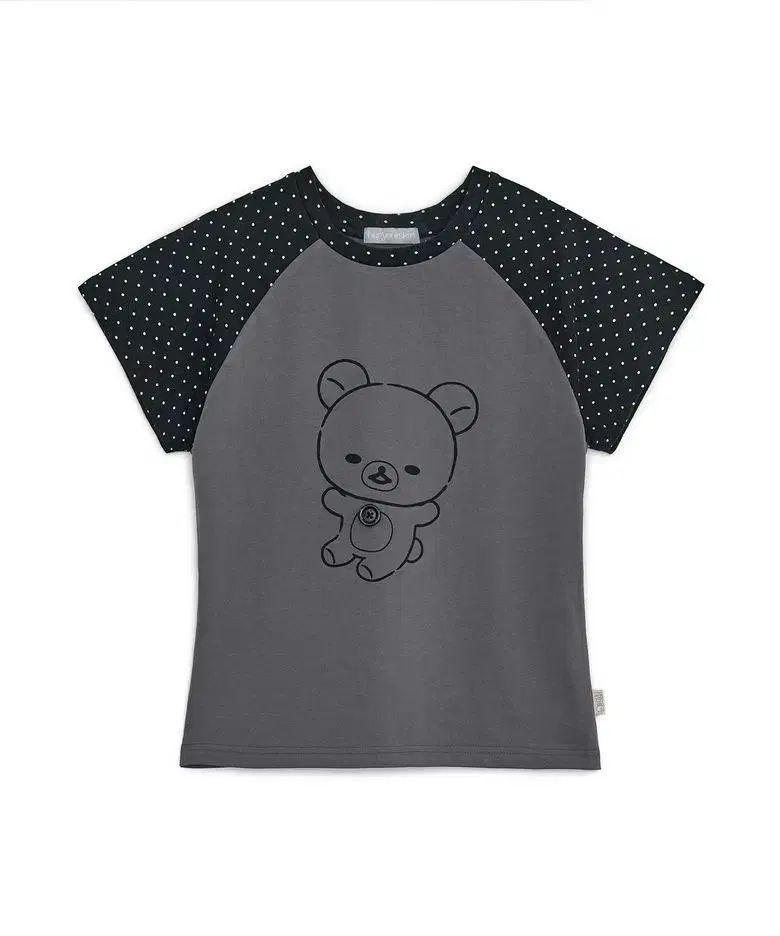 ハグユアースキン コリラックマ ドット ラグラン Tシャツ チャコール