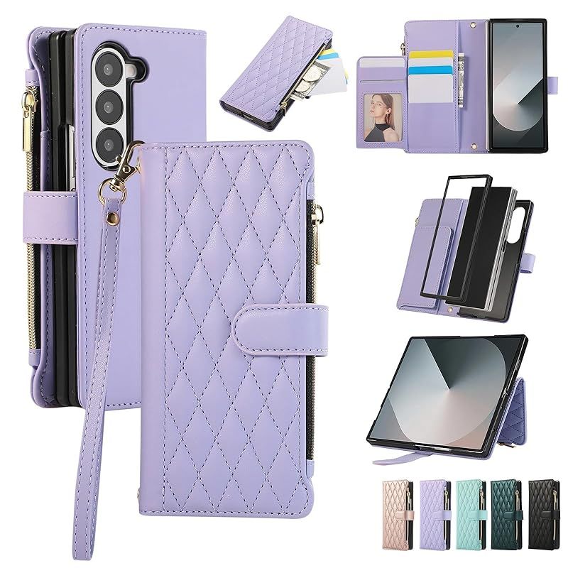【新品】 Noaivoky For Samsung Galaxy Z Fold 7 ケース 手帳型 ギャラクシーZフォールド7 / SC-56F / SCG34 スマホケース ショルダー ファスナー SC56F カード ストラップ GalaxyZFold7 カ