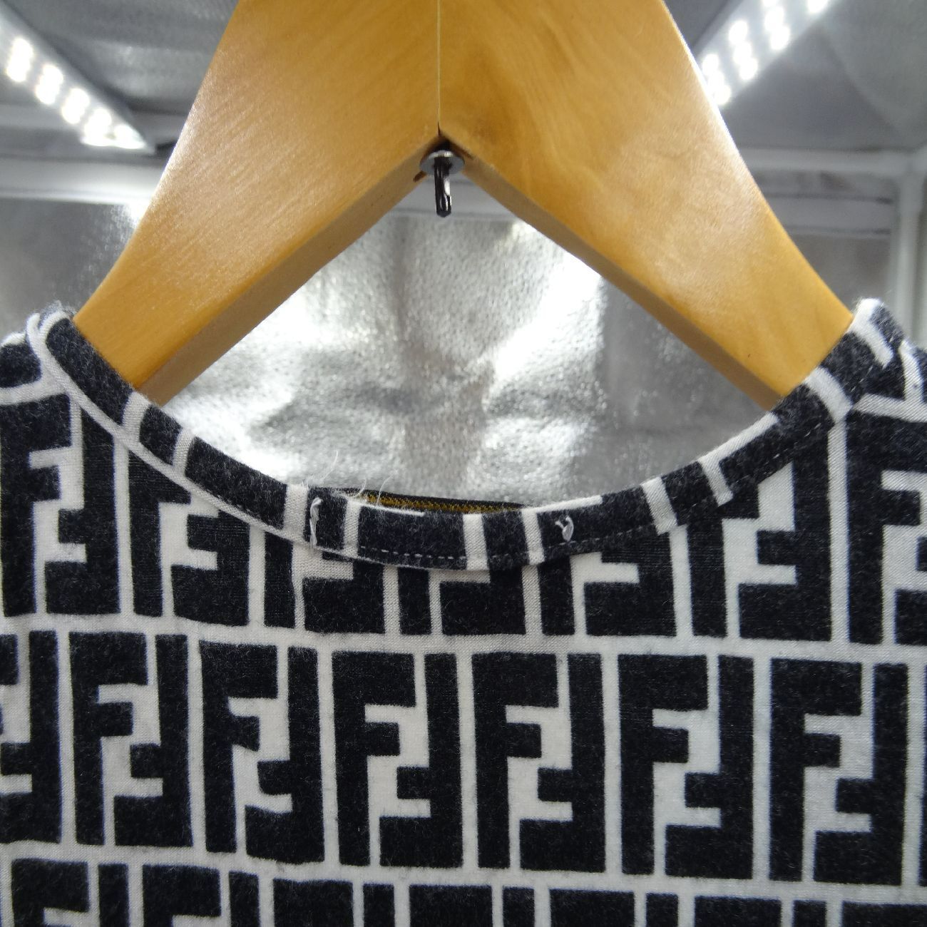 FENDI フェンディ 半袖Tシャツ チェック柄 ブラック ホワイト